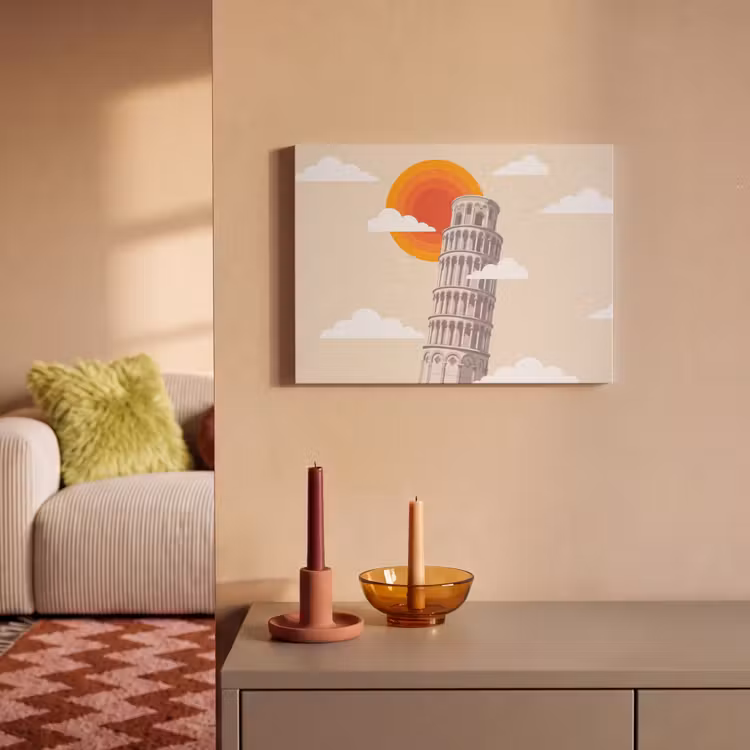 Toren - Pisa - Architectuur - Minimalistisch - Beige PET vilt klein -sfeer1
