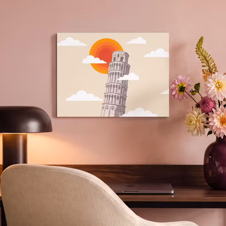 Toren - Pisa - Architectuur - Minimalistisch - Beige PET vilt klein -sfeer3