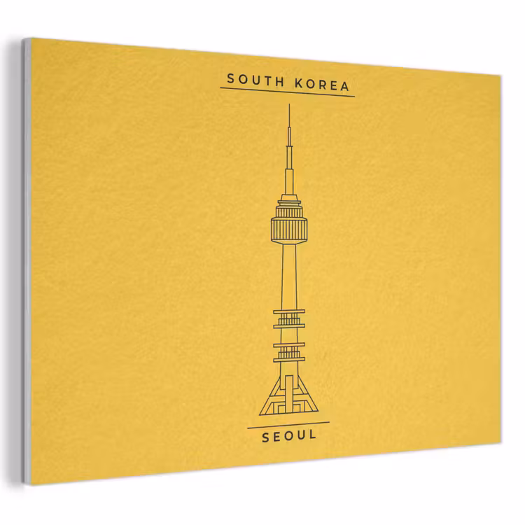 Toren - Seoul - Architectuur - Minimalistisch - Geel PET vilt klein -3d