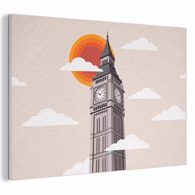 Toren - Klok - Londen - Architectuur - Retro PET vilt klein -3d