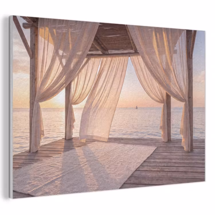 Overkapping - Zee - Zonsondergang - Vakantie - Rust PET vilt klein -3d