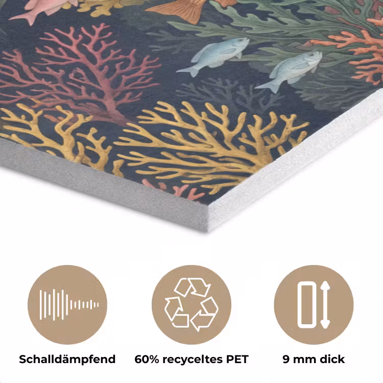 Onderwaterwereld - Vissen - Koraal - Illustratie - Kleurrijk PET vilt klein -closeup_DE
