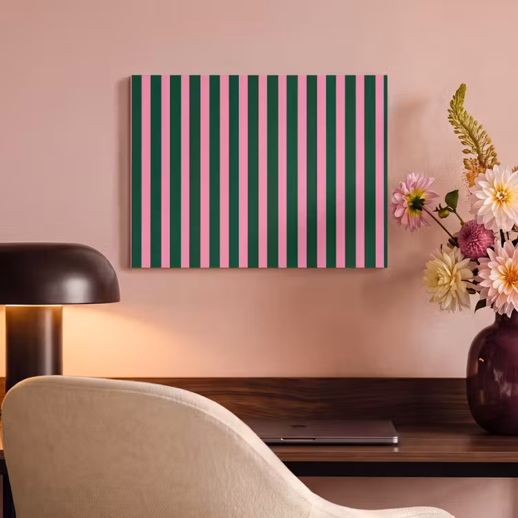 Verticale strepen - Groen - Roze PET vilt klein 837 -sfeer3