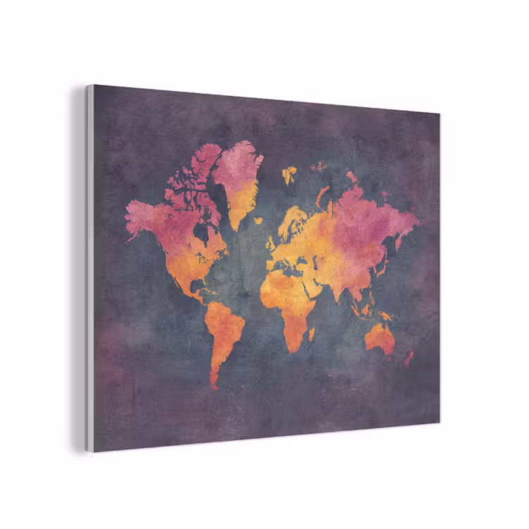 Paars - Warm - Wereldkaart PET vilt klein -3d