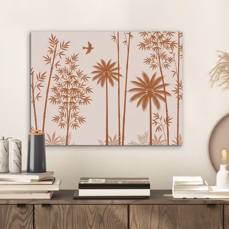 Vogel - Boom - Tropisch - Minimalistisch - Bruin PET vilt klein -sfeer1