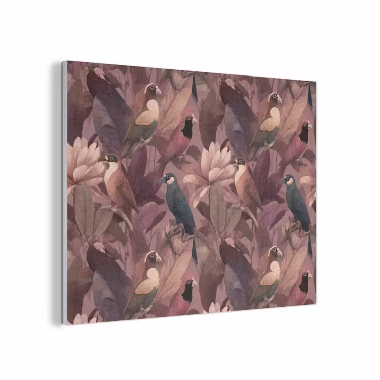 Vogels - Bladeren - Roze PET vilt klein 837 -3d