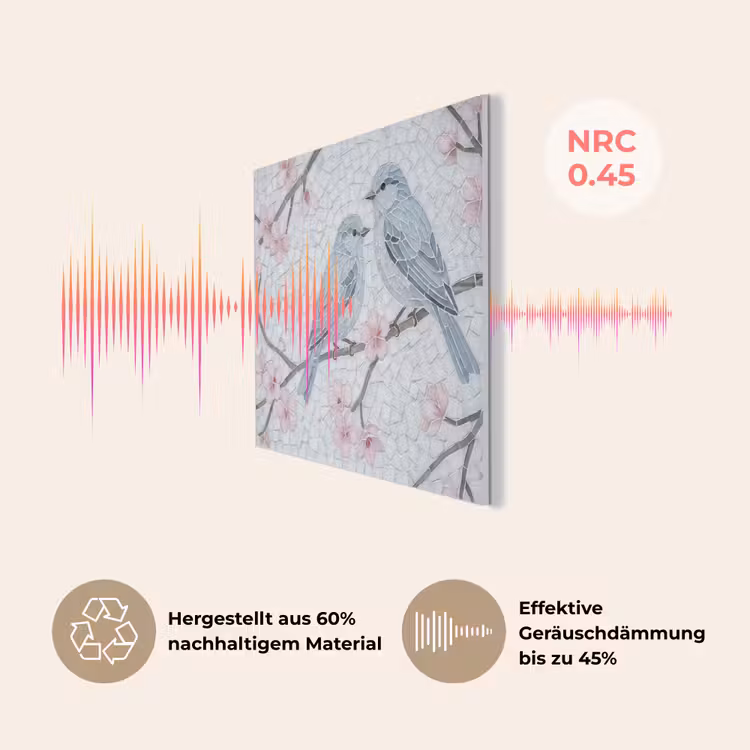 Vogel - Bloemen - Natuur - Mozaïek - Roze PET vilt klein -USP_DE