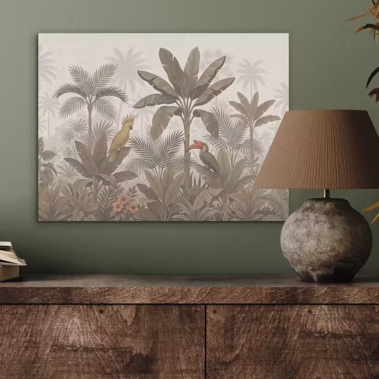 Vogel - Jungle - Tropisch - Illustratie - Groen PET vilt klein -sfeer2