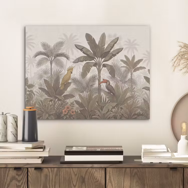 Vogel - Jungle - Tropisch - Illustratie - Groen PET vilt klein -sfeer1