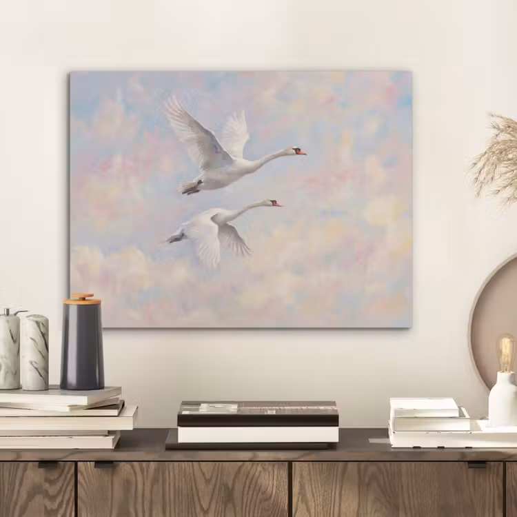 Vogel - Vliegend - Lucht - Modern - Pastel PET vilt klein -sfeer1