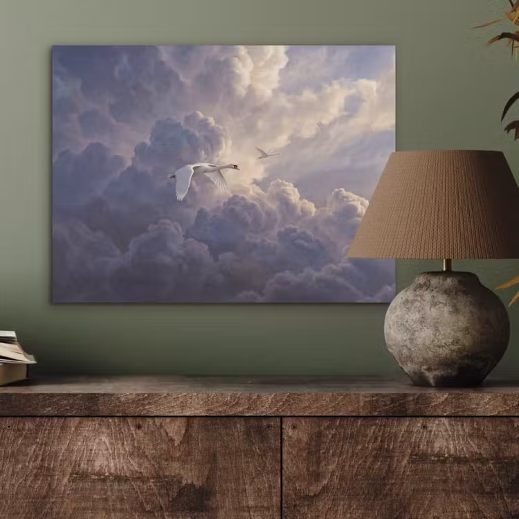 Vogel - Vliegend - Natuur - Wit - Wolken PET vilt klein -sfeer2