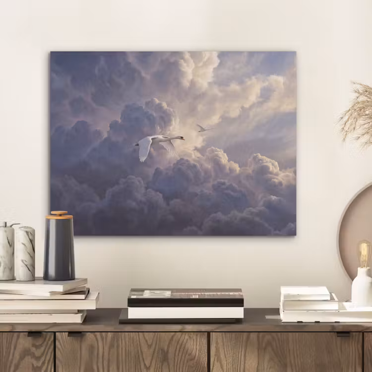 Vogel - Vliegend - Natuur - Wit - Wolken PET vilt klein -sfeer1