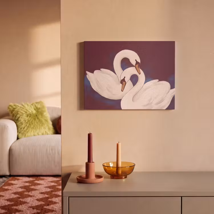 Vogel - Koppel - Liefde - Abstract - Wit PET vilt klein -sfeer1