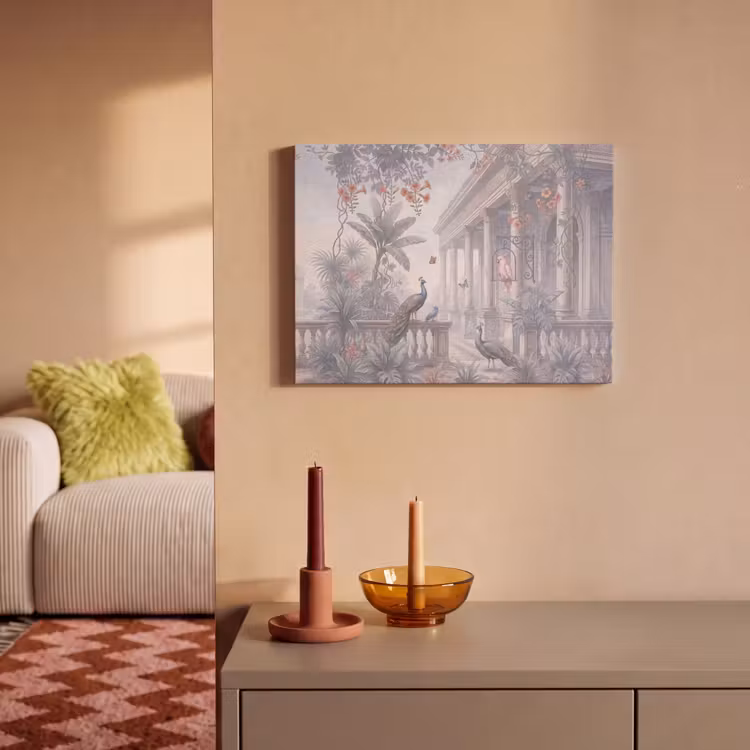 Vogel - Pauw - Architectuur - Klassiek - Groen PET vilt klein -sfeer1