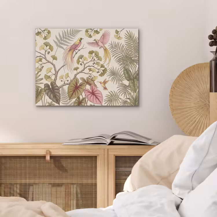 Vogels - Tropisch - Botanisch - Roze PET vilt klein -sfeer3