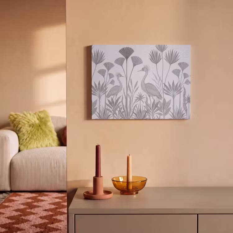 Vogel - Tropisch - Illustratie - Blauwgrijs - Natuur PET vilt klein -sfeer1