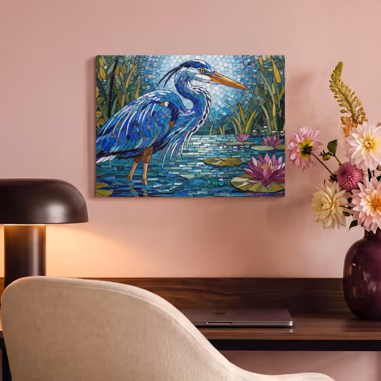 Vogel - Water - Natuur - Abstract - Blauw PET vilt klein -sfeer3