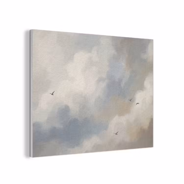 Vogel - Wolken - Natuur - Modern - Grijs PET vilt klein -3d