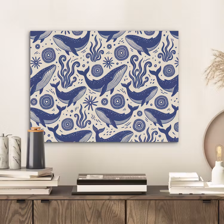 Walvis - Onderwater - Dieren - Abstract - Blauw PET vilt klein -sfeer1