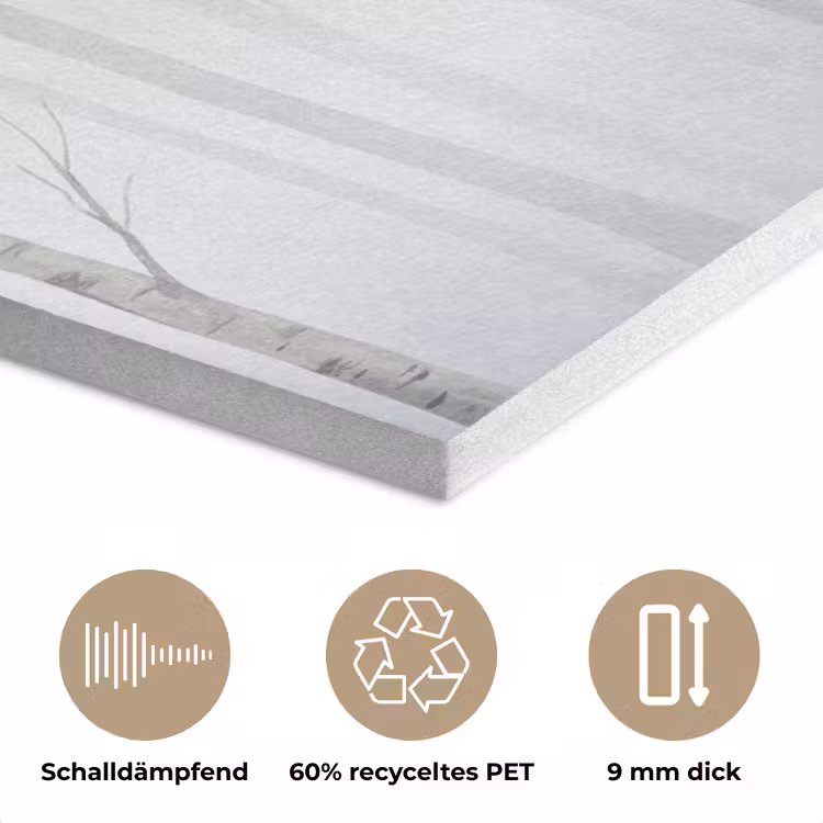 Bos - Bomen - Mist - Natuur - Illustratie - Grijs PET vilt klein -closeup_DE