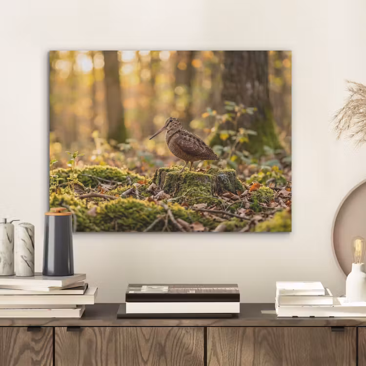 Houtsnip - Bos - Bladeren - Herfst - Gecamoufleerd PET vilt klein -sfeer1