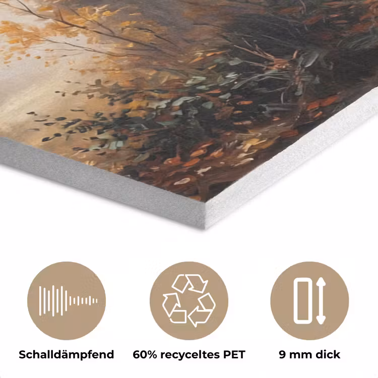 Bospad - Herfstbladeren - Natuur - Schilderachtig - Oranje PET vilt klein -closeup_DE