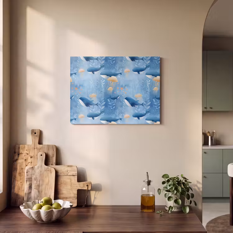Walvissen - Oceaan - Blauw PET vilt klein 837 -sfeer2