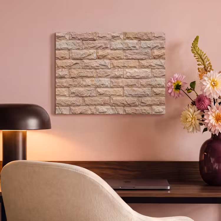 Muur - Steen - Ruw - Textuur - Beige PET vilt klein -sfeer3