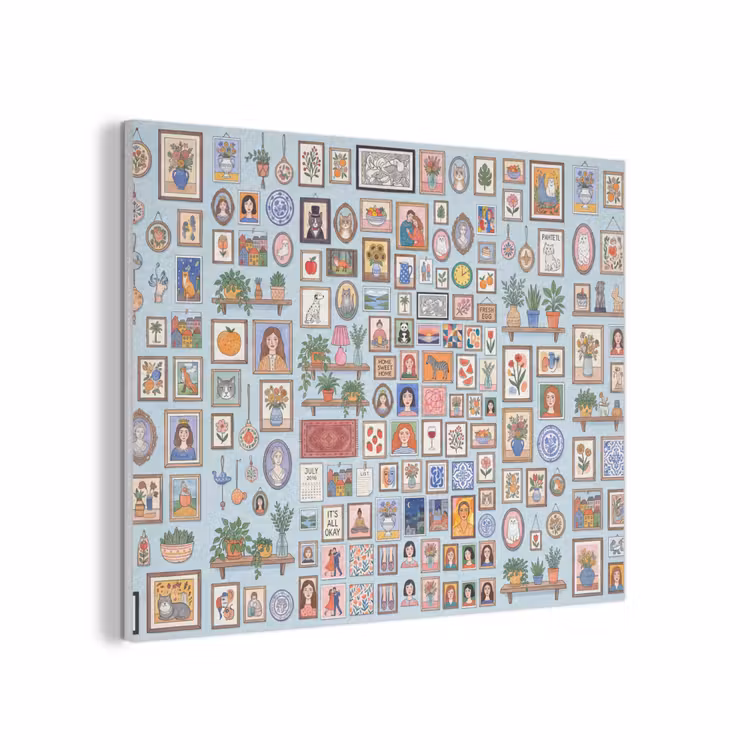 Wanddecoratie - Collectie - Huis - Illustratief - Kleurrijk PET vilt klein -3d