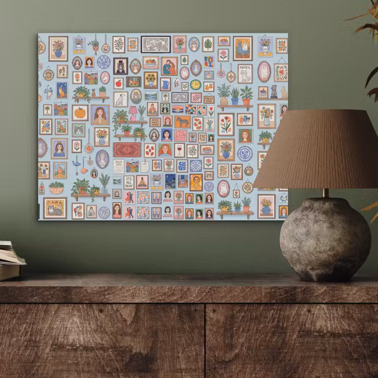 Wanddecoratie - Collectie - Huis - Illustratief - Kleurrijk PET vilt klein -sfeer2