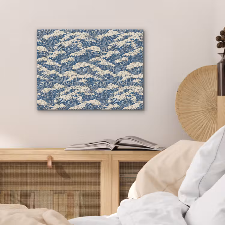 Golven - Klassiek - Blauw PET vilt klein 837 -sfeer3