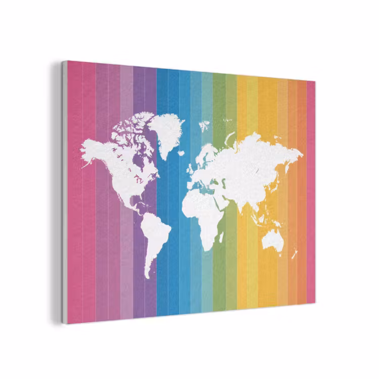 Wit - Wereldkaart - Regenboog - Banen PET vilt klein -3d