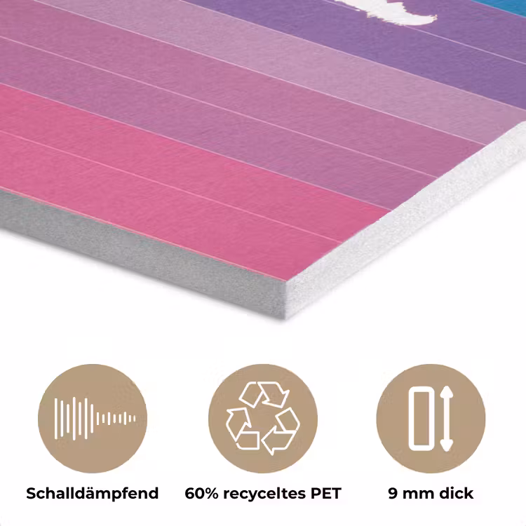 Wit - Wereldkaart - Regenboog - Banen PET vilt klein -closeup_DE