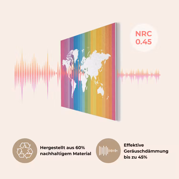 Wit - Wereldkaart - Regenboog - Banen PET vilt klein -USP_DE