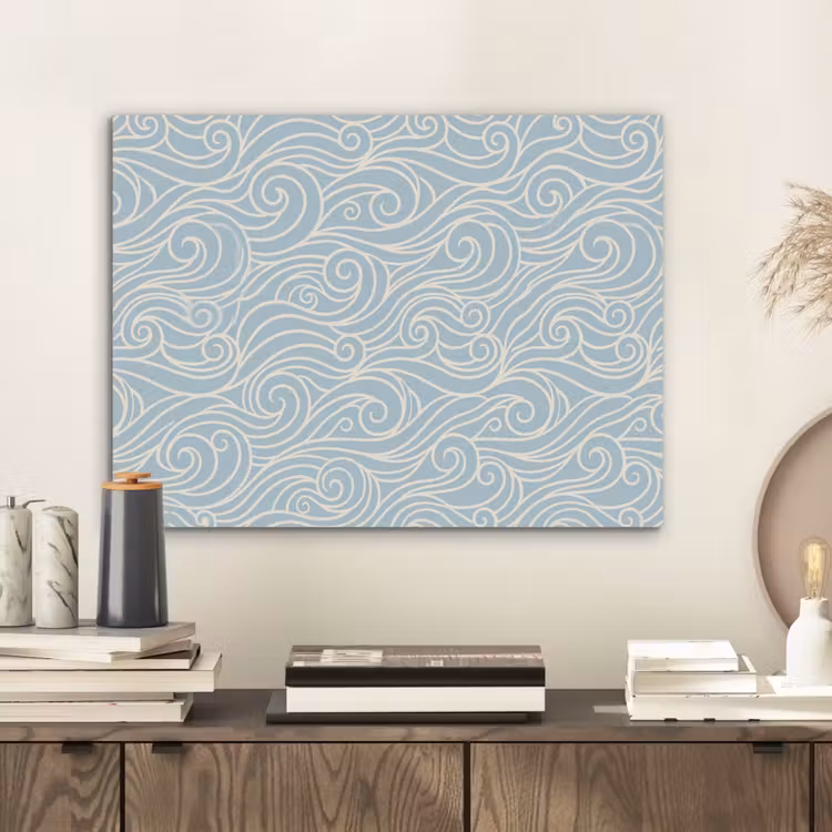 Golf - Abstract - Natuur - Modern - Blauw PET vilt klein -sfeer1
