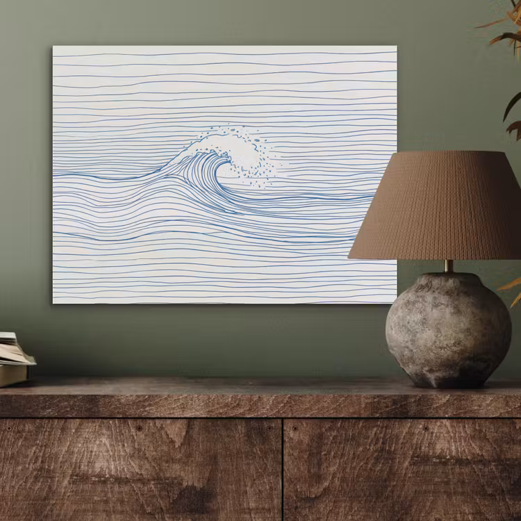 Golf - Brekende - Natuur - Minimalistisch - Blauw PET vilt klein -sfeer2