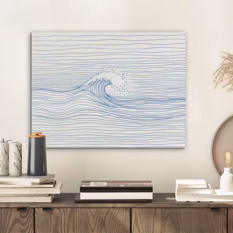 Golf - Brekende - Natuur - Minimalistisch - Blauw PET vilt klein -sfeer1