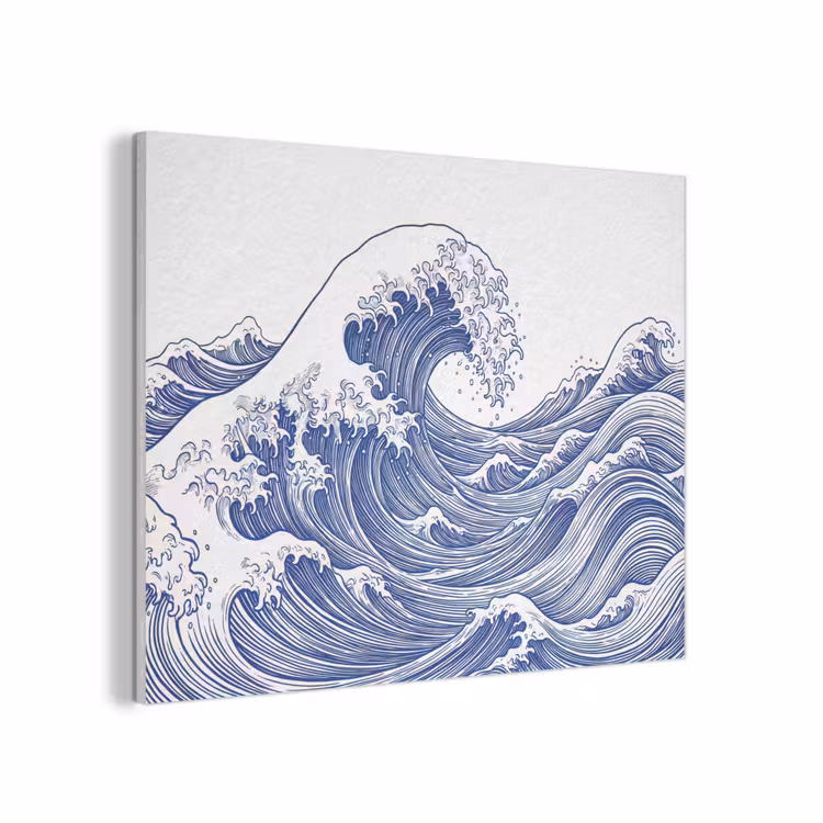 Golf - Japans - Zee - Illustratie - Blauw PET vilt klein -3d