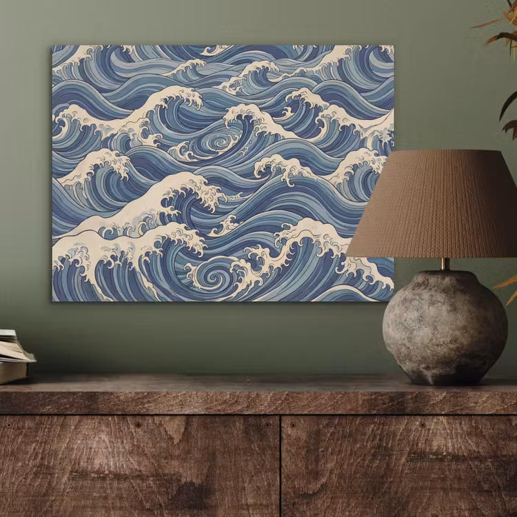 Golven - Zee - Natuur - Abstract - Blauw PET vilt klein -sfeer2