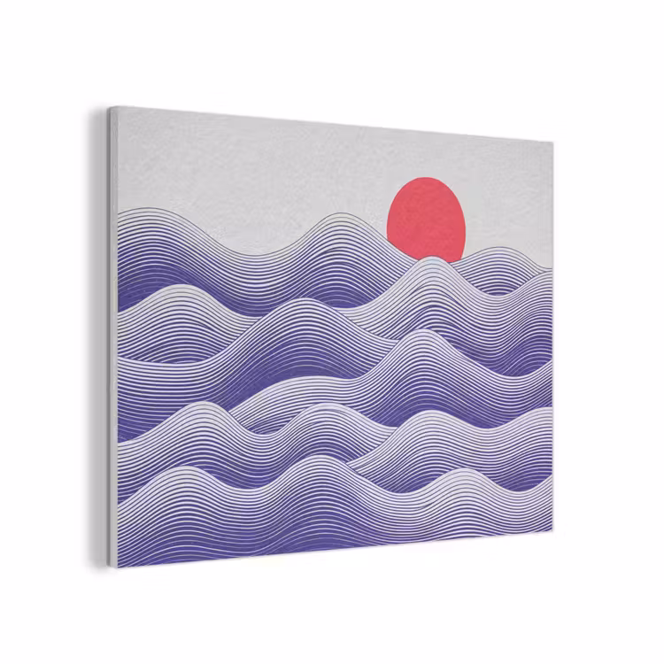 Golven - Zon - Natuur - Abstract - Rood PET vilt klein -3d