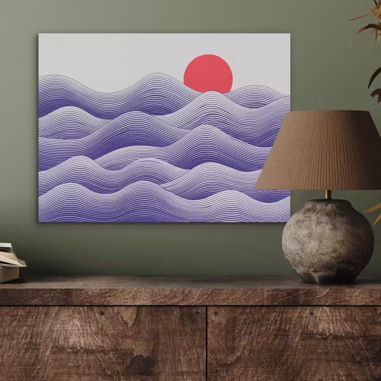 Golven - Zon - Natuur - Abstract - Rood PET vilt klein -sfeer2