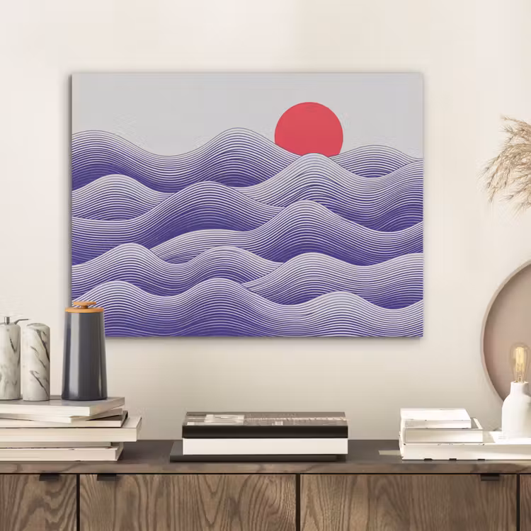 Golven - Zon - Natuur - Abstract - Rood PET vilt klein -sfeer1