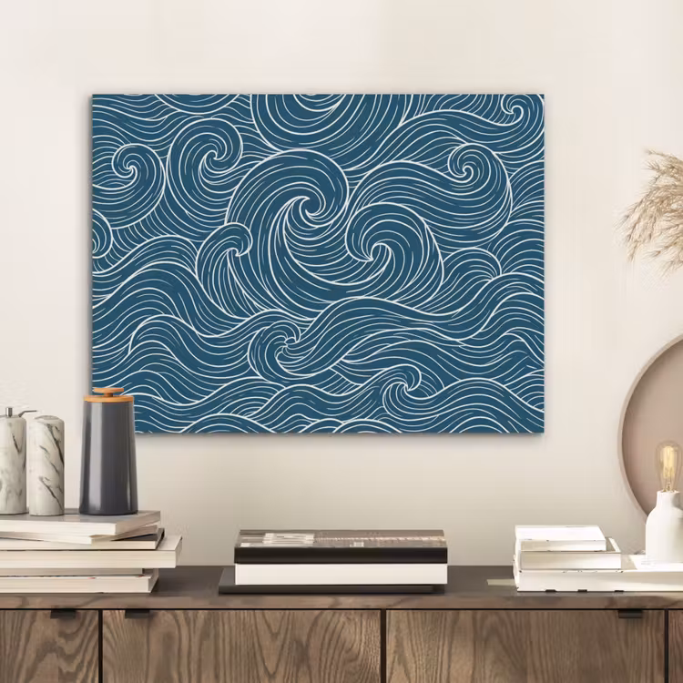 Golven - Spiraal - Water - Abstract - Blauw PET vilt klein -sfeer1