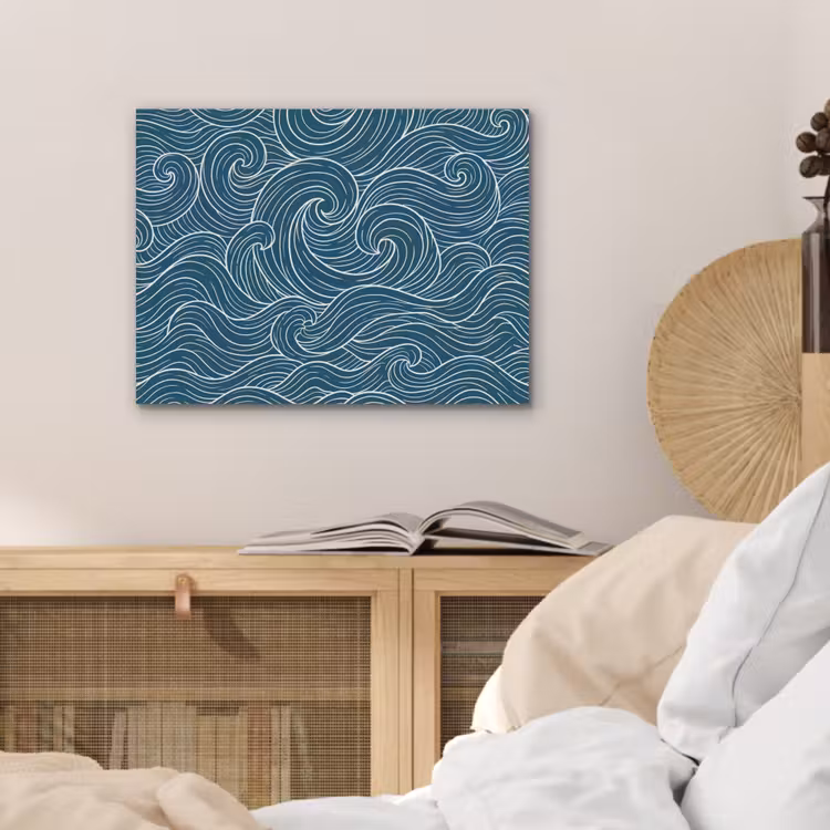 Golven - Spiraal - Water - Abstract - Blauw PET vilt klein -sfeer3