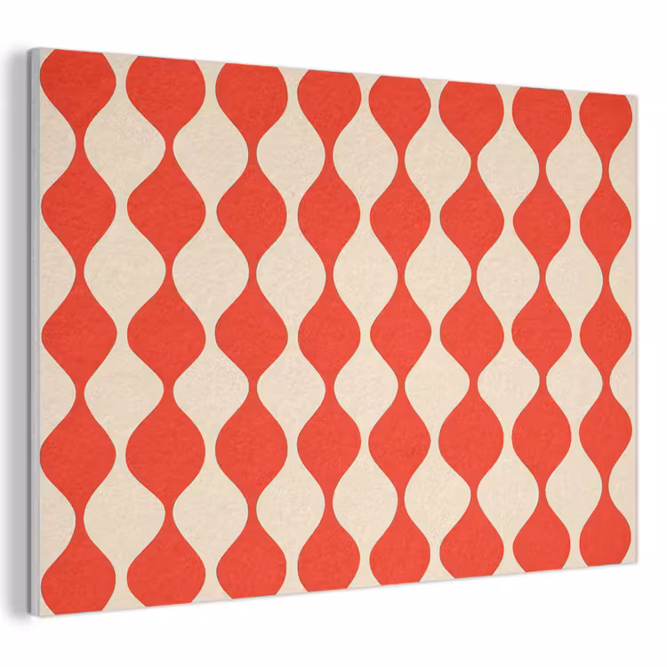 Golvend patroon - Retro - Rood - Beige PET vilt klein 837 -3d