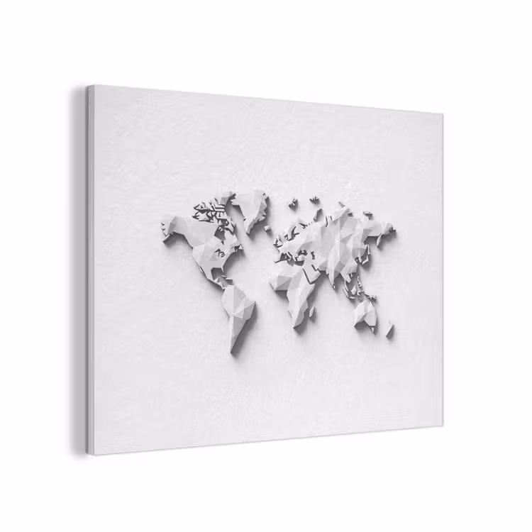 Wereldkaart - 3D - Wit PET vilt klein -3d