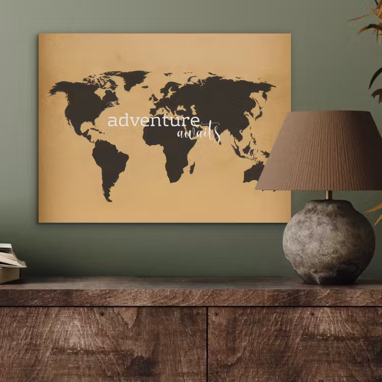 Wereldkaart - Adventure - Beige PET vilt klein -sfeer2