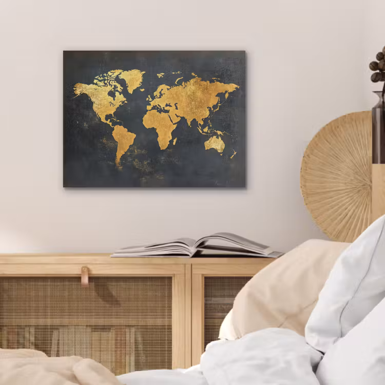 Wereldkaart - Ouderdom - Zwart PET vilt klein -sfeer3