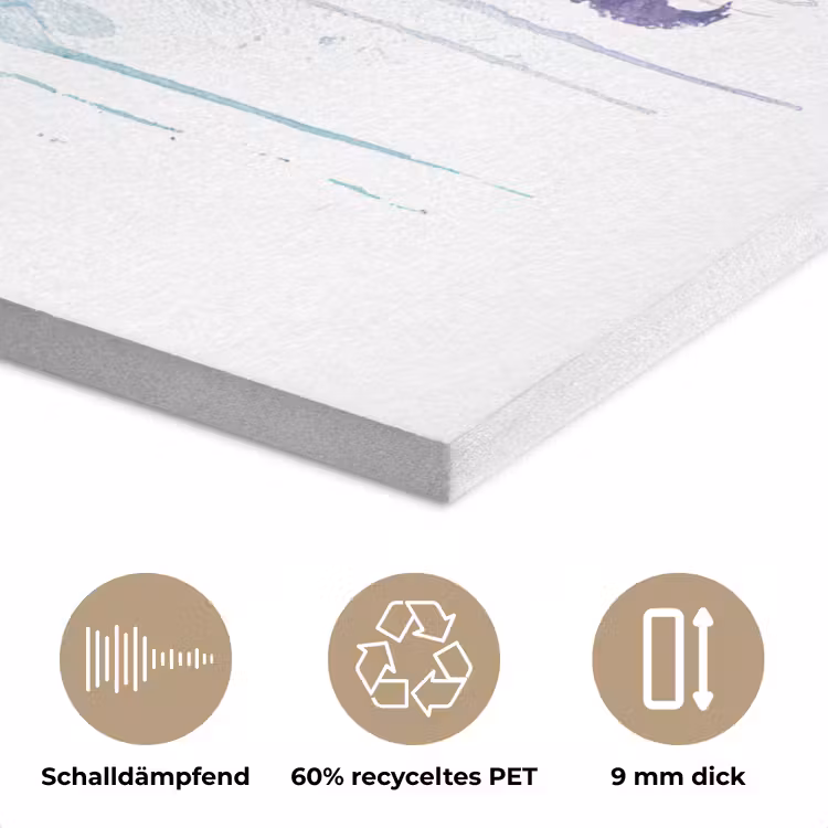 Wereldkaart - Waterverf - Blauw - Druppels PET vilt klein -closeup_DE