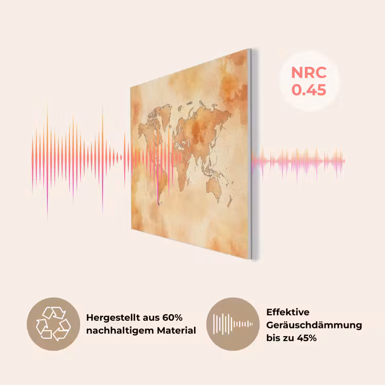 Wereldkaart - Aquarelstijl PET vilt klein -USP_DE